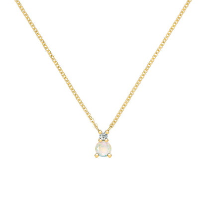 0.41 TCW Round Opal Lab Made Diamond- October Birthstone Necklace 1