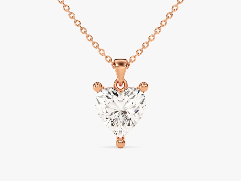 1.0 CT Heart Moissanite Diamond Solitaire Pendant Necklace in Solid Gold 3