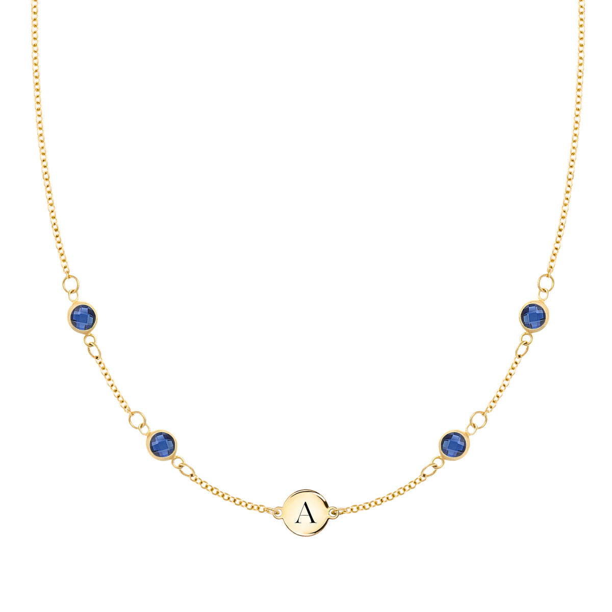 1 TCW Round Sapphire Lab Made Diamond- September Birthstone Necklace 1