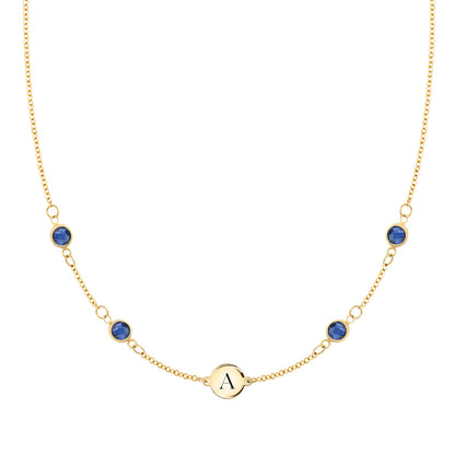 1 TCW Round Sapphire Lab Made Diamond- September Birthstone Necklace 1
