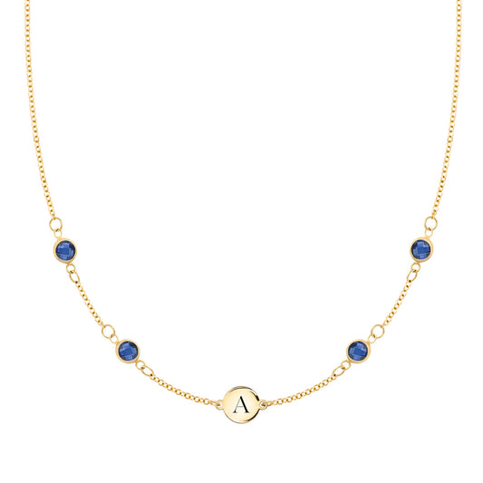 1 TCW Round Sapphire Lab Made Diamond- September Birthstone Necklace 1