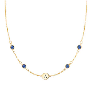 1 TCW Round Sapphire Lab Made Diamond- September Birthstone Necklace