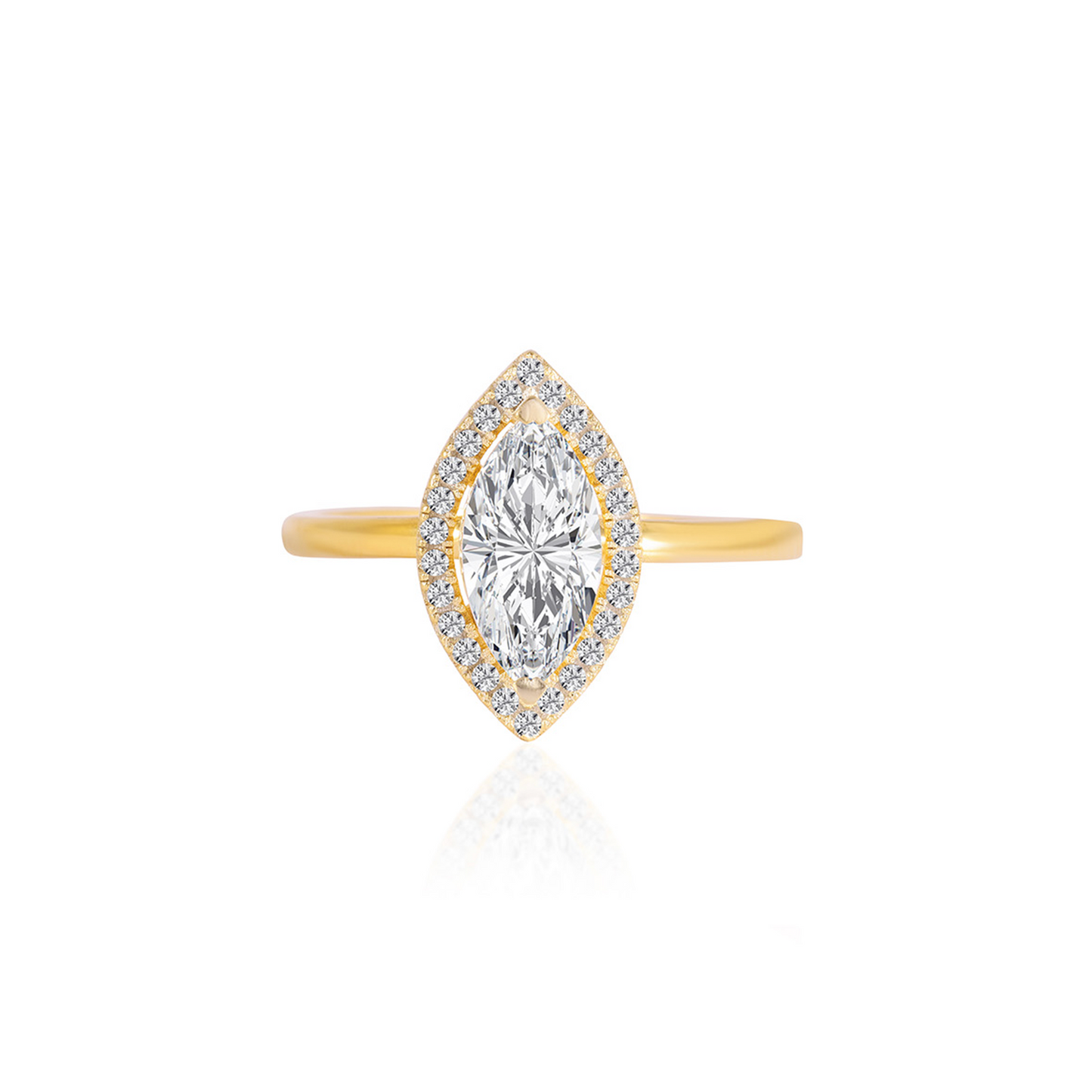 Stunning 1.0 CT Marquise Moissanite Engagement Ring with Halo Design 1