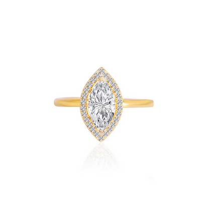Stunning 1.0 CT Marquise Moissanite Engagement Ring with Halo Design 1