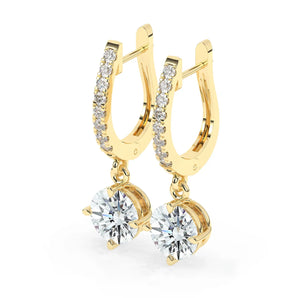 2.0 TCW Round Cut Moissanite Hoops Earrings in Gold