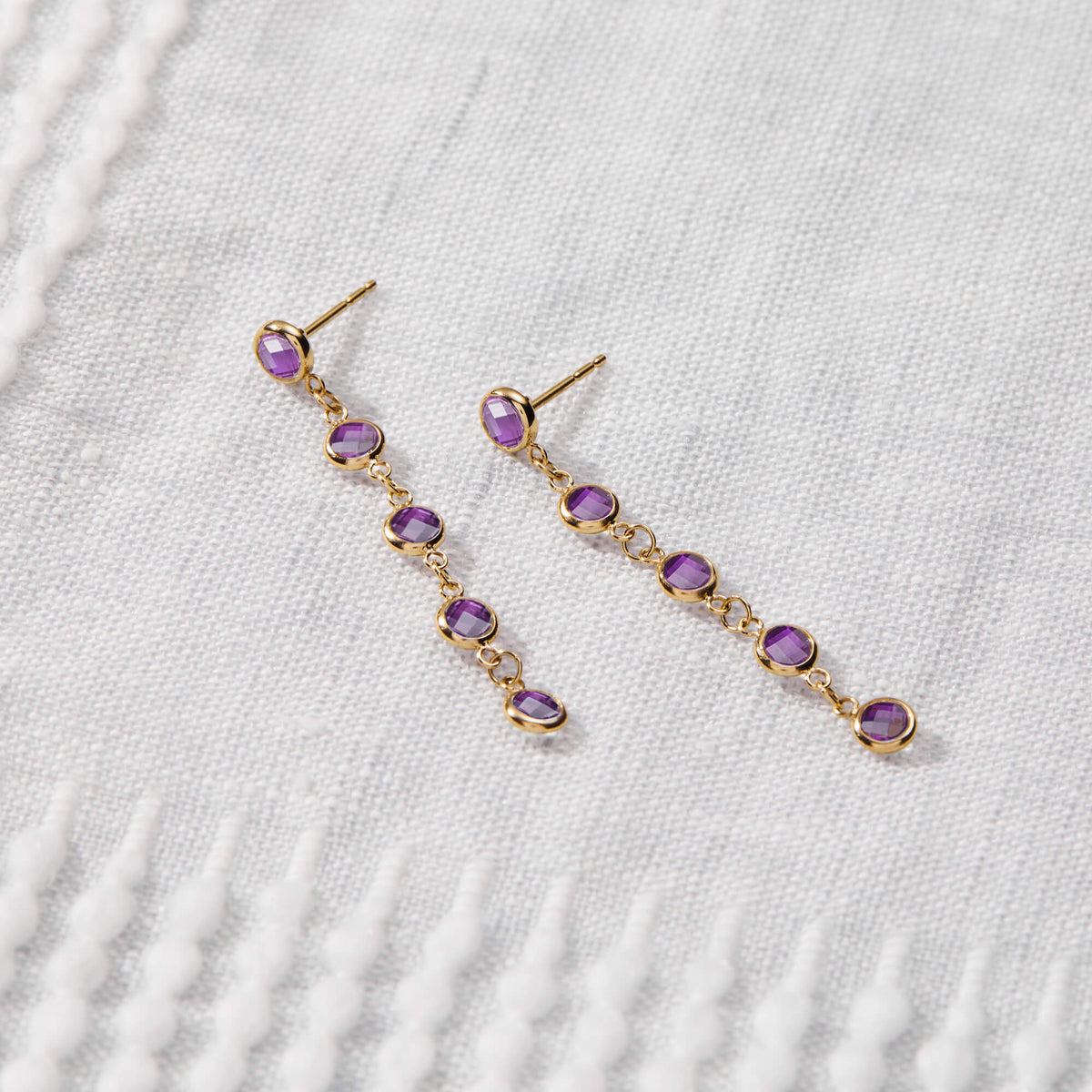1.25 TCW Round Amethyst Lab Made Diamond- February Birthstone Dangle 3