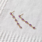 1.25 TCW Round Amethyst Lab Made Diamond- February Birthstone Dangle 3