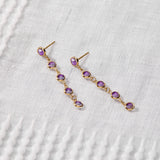 1.25 TCW Round Amethyst Lab Made Diamond- February Birthstone Dangle 3