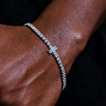 20 CT Round & Princess Moissanite Diamond Cross Tennis Silver Bracelet For Him 3