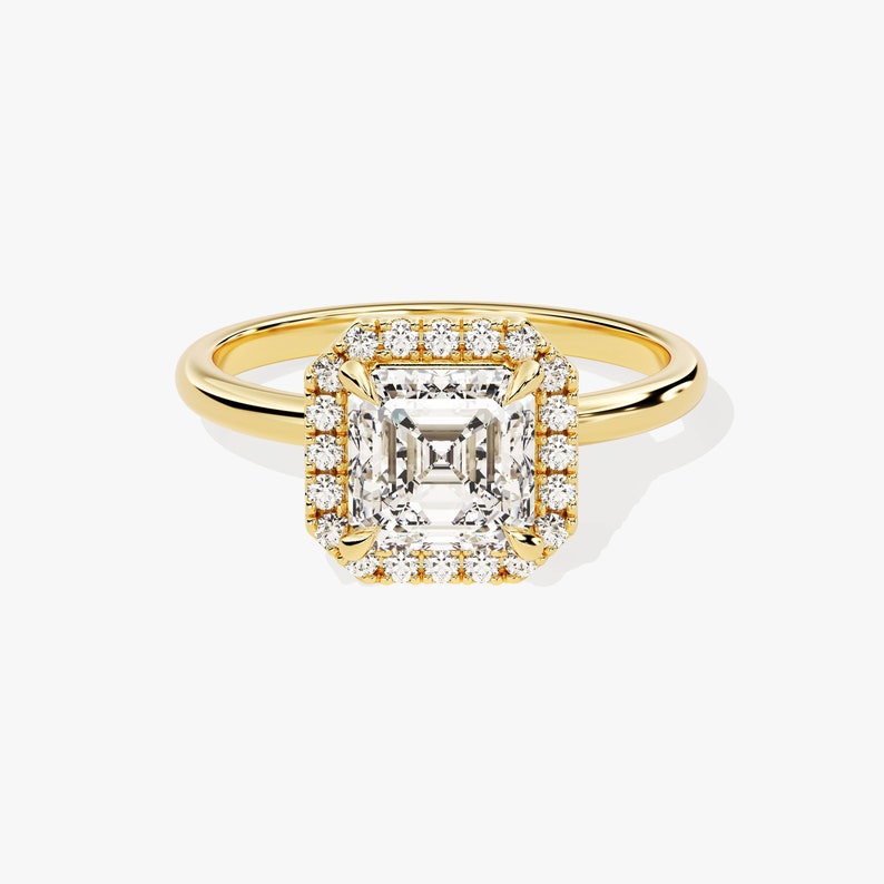Stunning 1.0-2.0 CT Asscher Moissanite Engagement Ring with Halo Design 1
