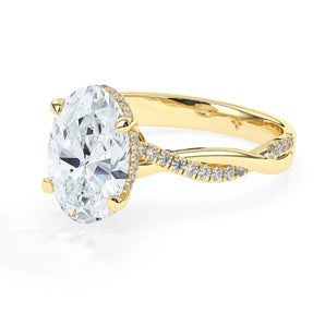 Stunning 3.0 CT Oval Moissanite Engagement Ring with Hidden Halo & Twisted Pave Design