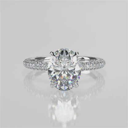 Stunning 2.11 CT Oval Moissanite Engagement Ring with Hidden Halo & Pave Design 1