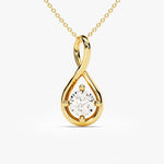 0.50 CT Round Moissanite Diamond Minimalist Pendant Necklace in Solid Gold 1