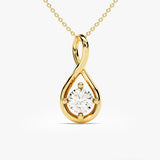 0.50 CT Round Moissanite Diamond Minimalist Pendant Necklace in Solid Gold 1