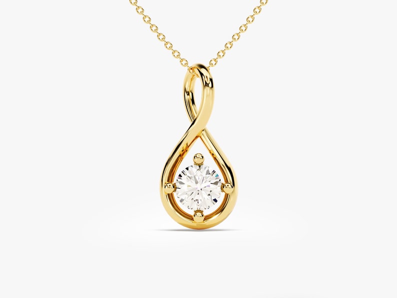 0.50 CT Round Moissanite Diamond Minimalist Pendant Necklace in Solid Gold 1