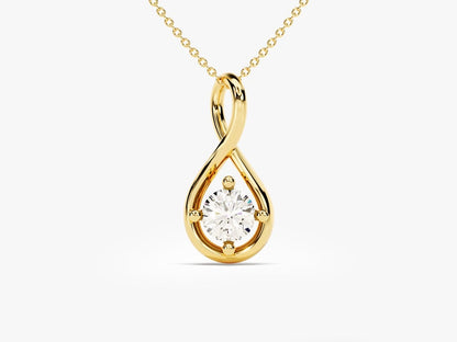 0.50 CT Round Moissanite Diamond Minimalist Pendant Necklace in Solid Gold 1