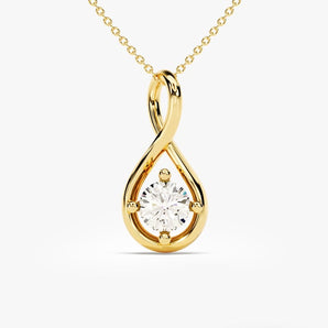 0.50 CT Round Moissanite Diamond Minimalist Pendant Necklace in Solid Gold