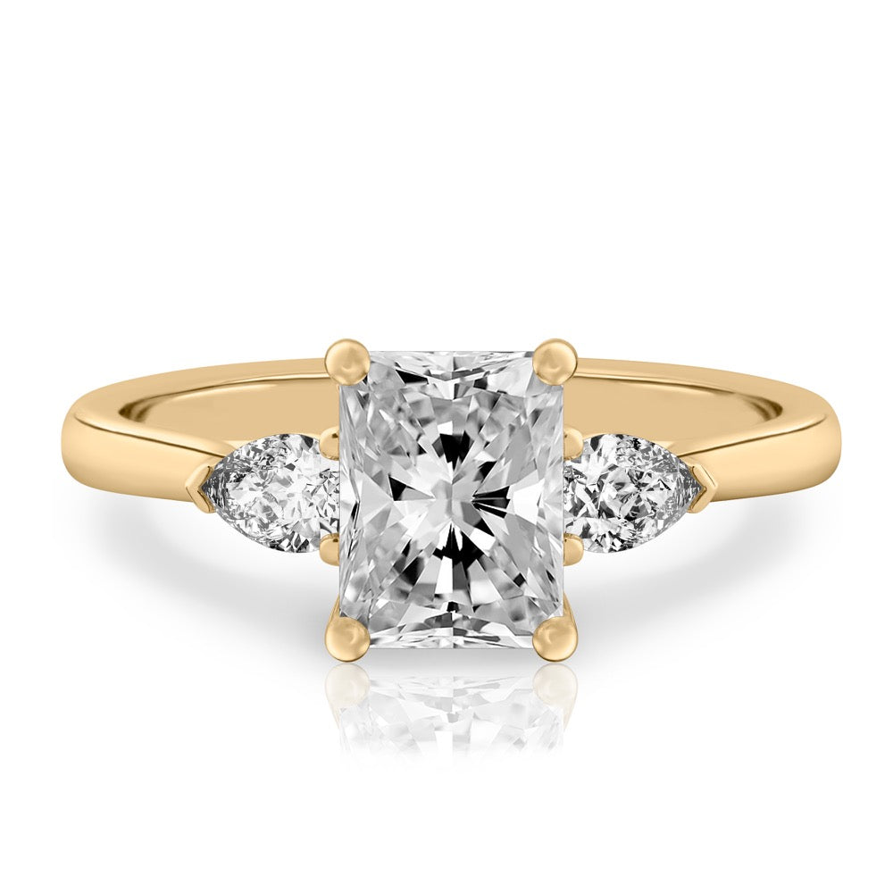 Stunning 1.0-2.0 CT Radiant Moissanite Engagement Ring with Three Stone Design 1