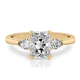 Stunning 1.0-2.0 CT Radiant Moissanite Engagement Ring with Three Stone Design 1