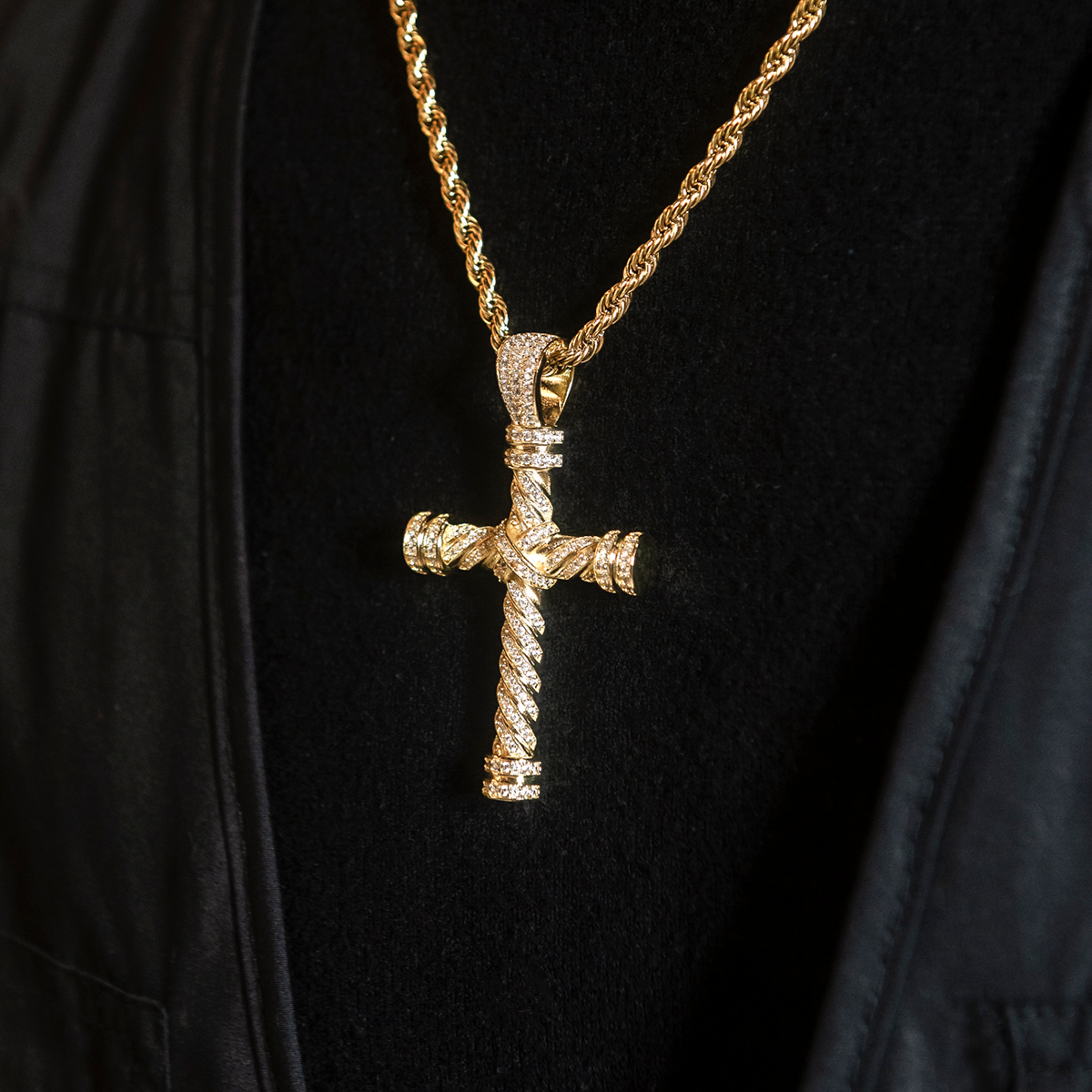 2 CT Round Moissanite Cross Style Silver Pendant for Him 3