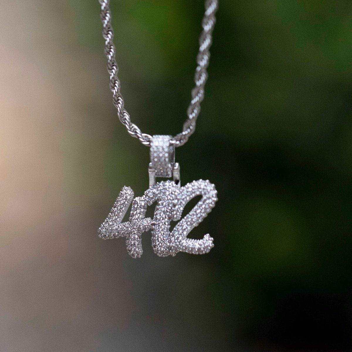 5 CT Round Moissanite Custom Pave Style Silver Pendant for Him 5