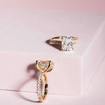 Classic 3.0 CT Cushion Moissanite Engagement Ring with Hidden Halo & Pave Design 9