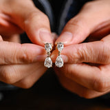 1.0 TCW Pear Cut Moissanite Drop Earrings in Gold 2