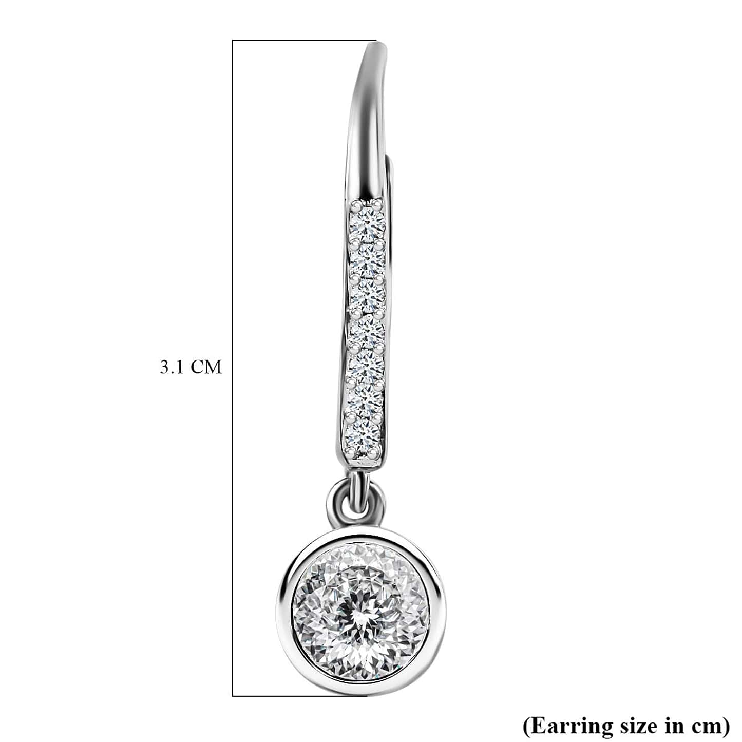 Round Cut Cubic Zirconia in 925 Sterling Silver Earrings 5