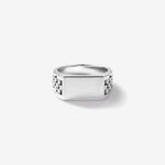 Link Pattern Textured Signet Men's Wedding Band in Solid Gold 1