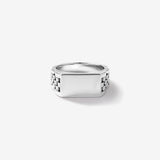Link Pattern Textured Signet Men's Wedding Band in Solid Gold 1
