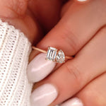 Stunning 0.43 CT & 0.58 CT Pear & Emerald Moissanite Engagement Ring with Two Stones Design 5