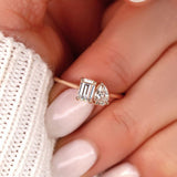 Stunning 0.43 CT & 0.58 CT Pear & Emerald Moissanite Engagement Ring with Two Stones Design 5