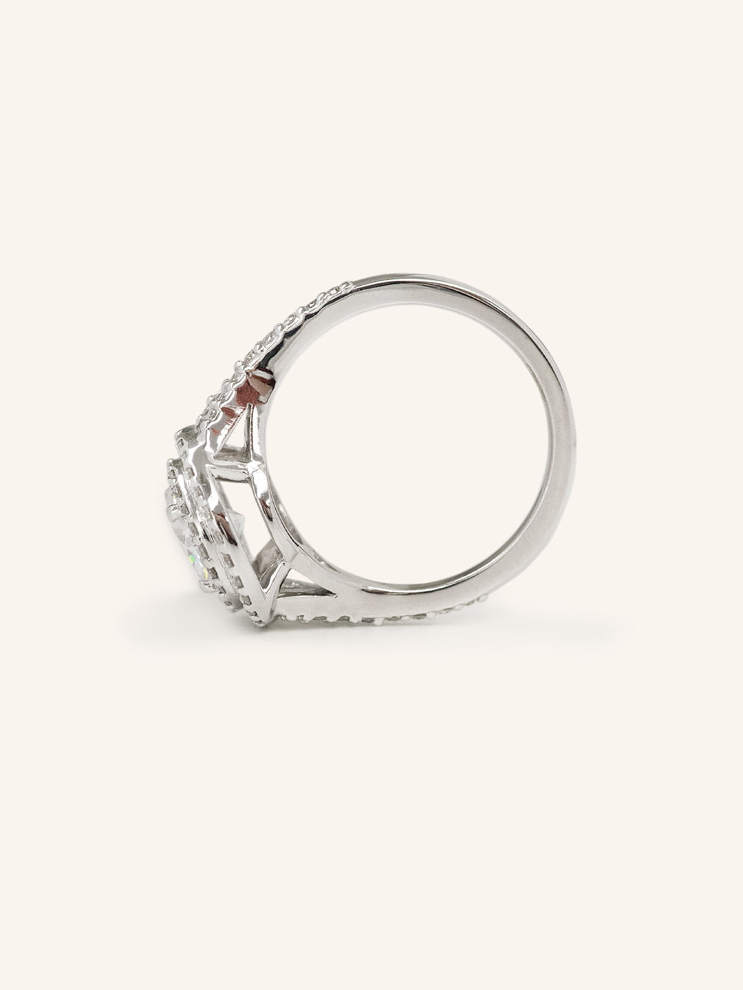 Stunning 1.0 CT Round Moissanite Engagement Ring with Double Halo and Pave Design 5