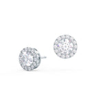 1.50 TCW Round Shape Moissanite Halo Stud Earrings in Gold 4