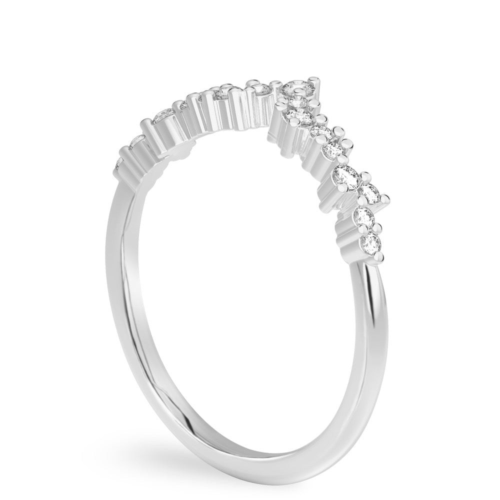 Stunning 0.20 CT Round Moissanite Stones Curved Wedding Bands 2