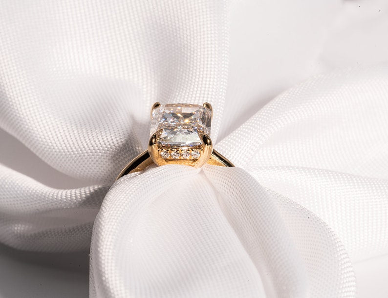 Classic 4.01 CT Radiant Moissanite Engagement Ring with Hidden Halo Design 3