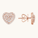 0.80 TCW Round Cut Moissanite Heart Halo Stud Earrings in Gold 3