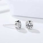 Round Cut Cubic Zirconia in 925 Sterling Silver Earrings 3