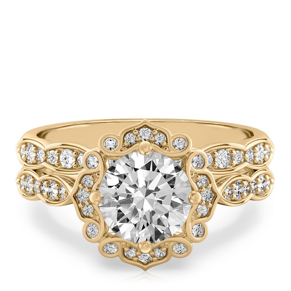 Stunning 0.50-1.50 CT Round Moissanite Engagement Ring With Vintage Halo & Pave Design 2