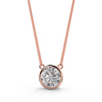1.0 CT Round Moissanite Diamond Bezel Pendant Necklace in Solid Gold 7
