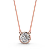 1.0 CT Round Moissanite Diamond Bezel Pendant Necklace in Solid Gold 7