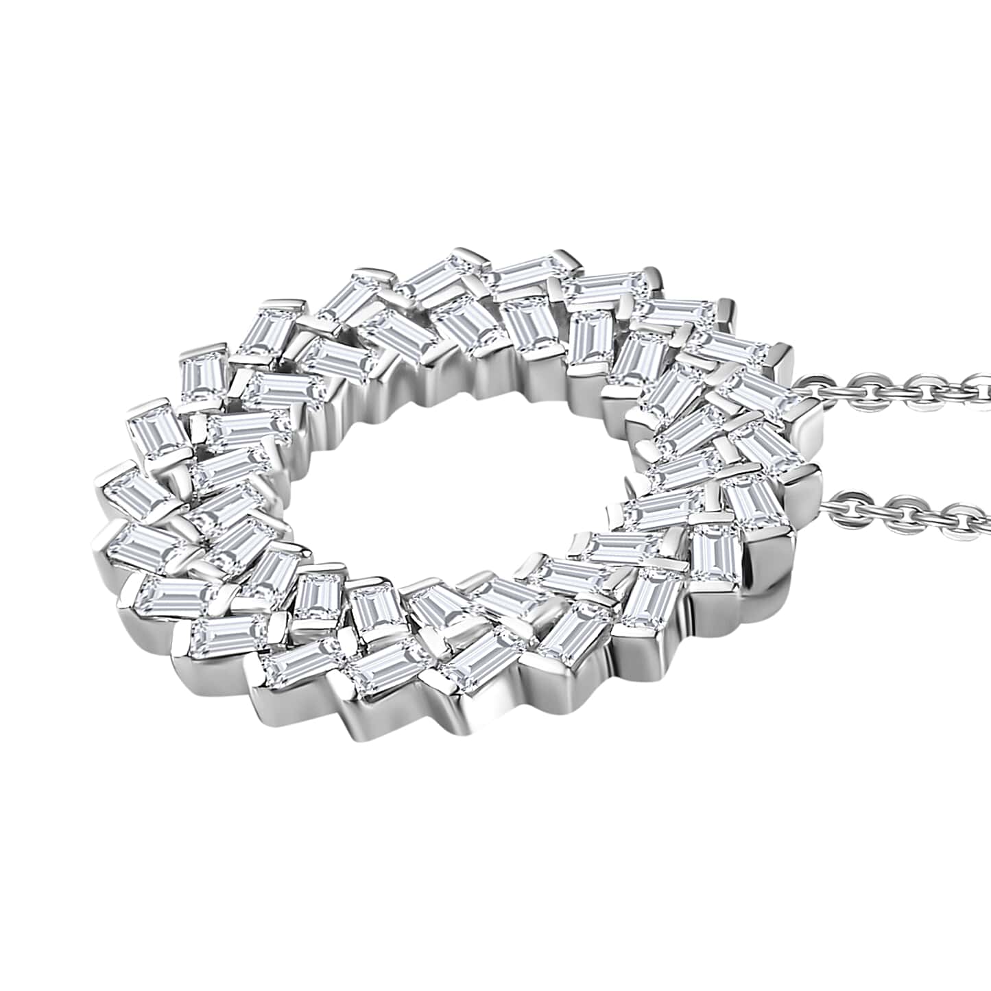 Round Cut Cubic Zirconia in 925 Sterling Silver Necklace 4