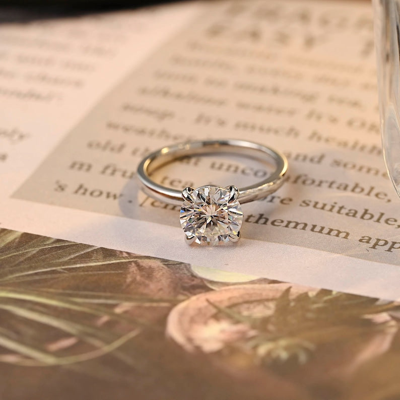 Stunning 2.0 CT Round Moissanite Engagement Ring with Solitaire Design 1