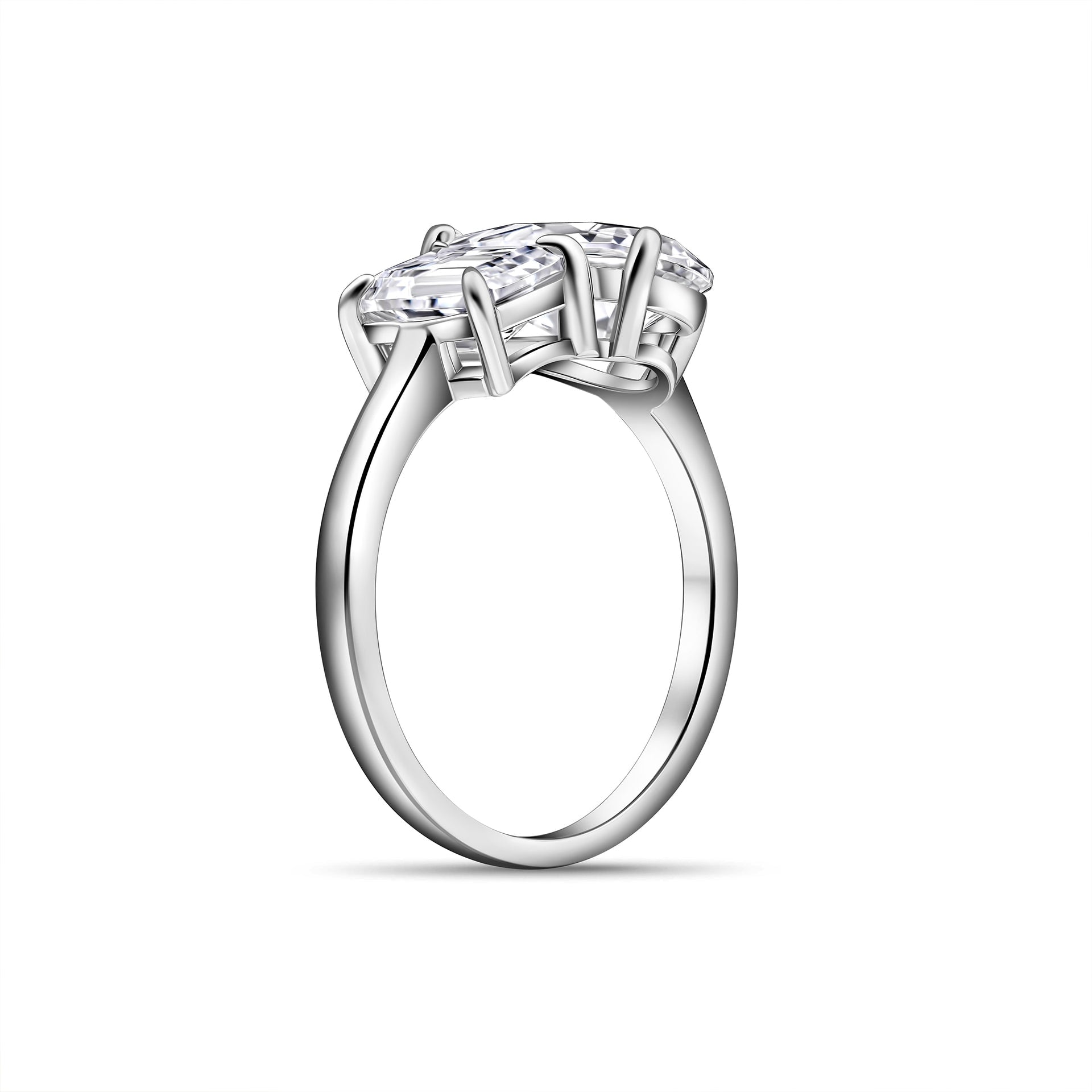 Stunning 1.75 & 4 CT Emerald & Pear Moissanite Engagement Ring with Two stones  Design 2