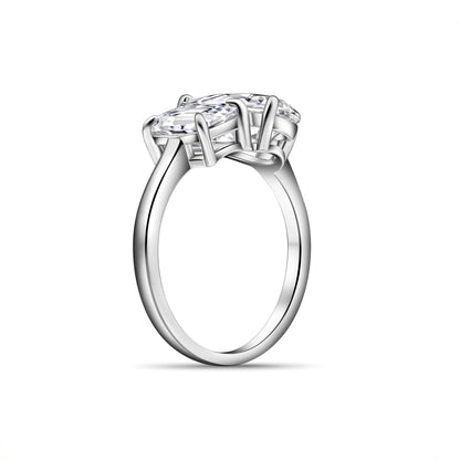 Stunning 1.75 & 4 CT Emerald & Pear Moissanite Engagement Ring with Two stones  Design 2