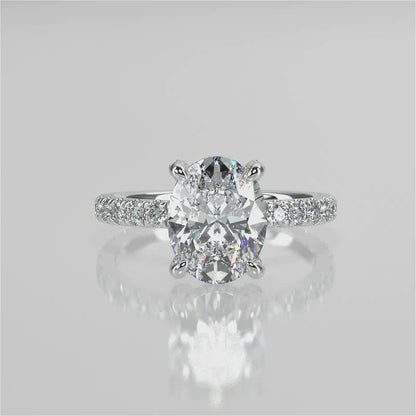 Stunning 2.11 CT Oval Moissanite Engagement Ring with Hidden Halo & Pave Design 4