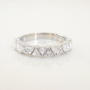 Stunning 0.4 TCW Trillion Moissanite Stone with Half Eternity Wedding Band