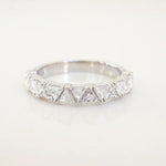 Stunning 0.4 TCW Trillion Moissanite Stone in Half Eternity Wedding Bands 1