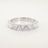 Stunning 0.4 TCW Trillion Moissanite Stone in Half Eternity Wedding Bands 1
