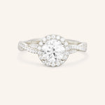 Stunning 1.0 CT Round Moissanite Engagement Ring with Halo & Pave Design 3